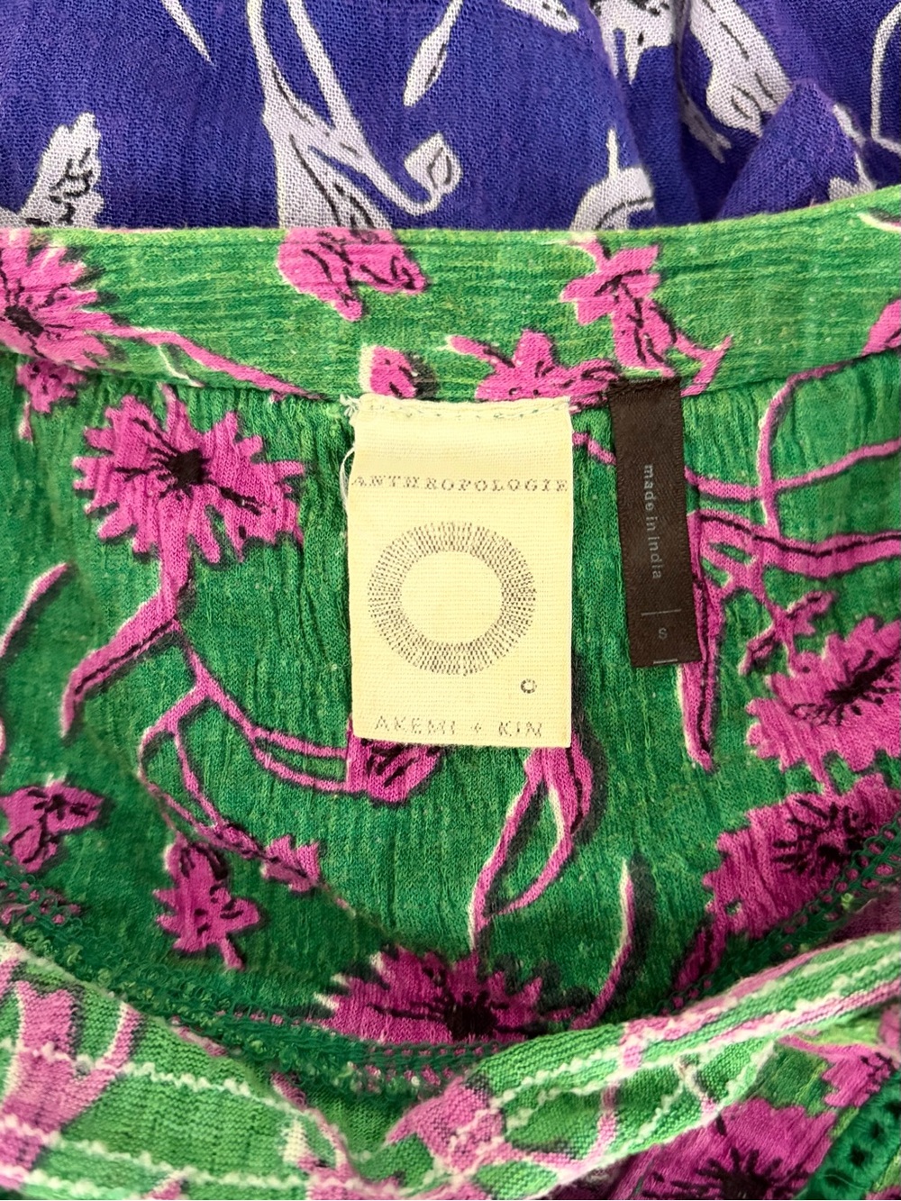 Anthropologie Akemi + Kin Veria Tunic in Green & Blue Floral Print, SZ S - Picture 8 of 10